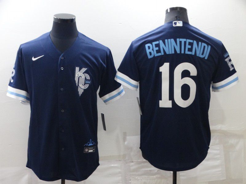 Men Kansas City Royals #16 Benintendi Blue City Edition Game Nike 2022 MLB Jerseys